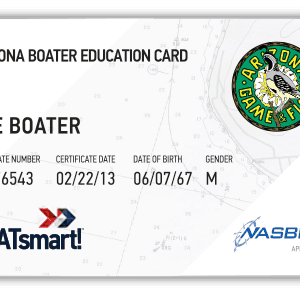 BOATsmart! Arizona boater education card with NASBLA approved badge.