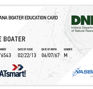 BOATsmart! Indiana boater education card with NASBLA approved badge.
