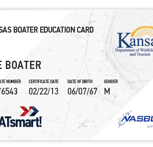 BOATsmart! Kansas boater education card with NASBLA approved badge.