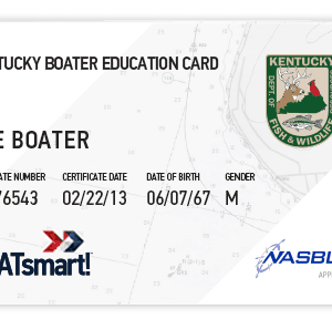 BOATsmart! Kentucky boater education card with NASBLA approved logo.